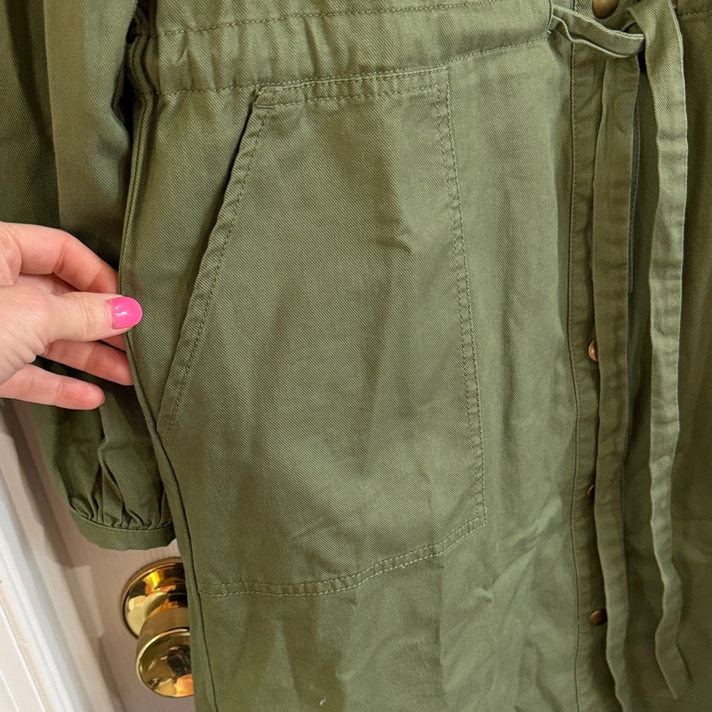 LOFT Olive Green Long Sleeve Utility Dress - Tall - Picture 5 of 11